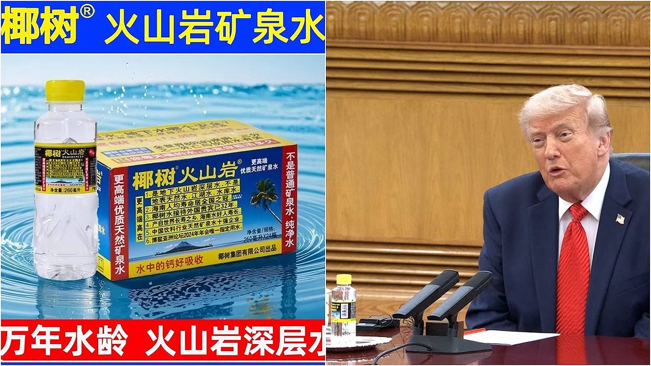 特朗普访华，椰树矿泉水上桌引热议！网友：这下火了（组图） - 1