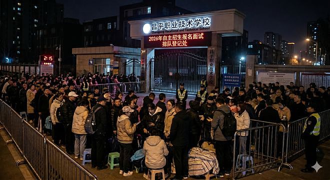 惊呆了!北京中考家长,凌晨3点排队职高面试(组图) - 3