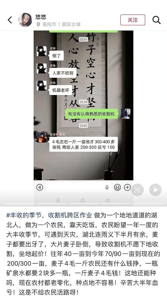 湖北小麦收割惹争议，外地收割机喊着不来了，当地人称坐地起价（组图） - 1