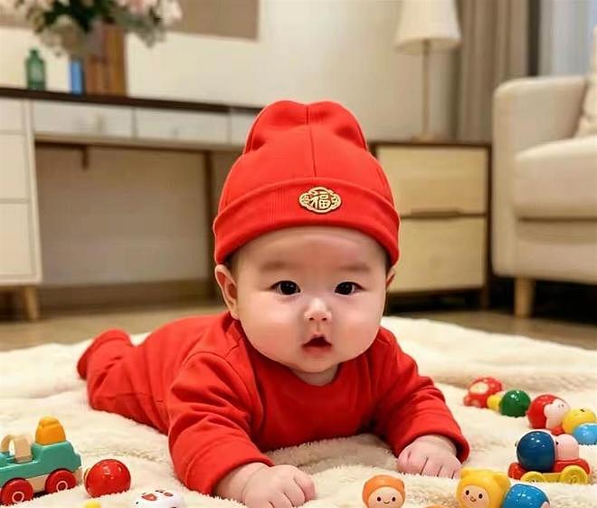 汪小菲小儿子正脸首曝，一身红装软萌出圈（组图） - 2