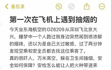 “真的很吓人！万米高空，有人躲在飞机卫生间抽烟” 东海航空回应：当天已按规定程序处置，并移交警方