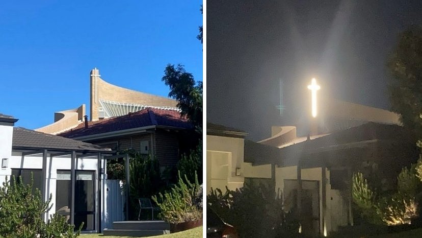 “神圣之光”还是光污染?珀斯教堂十字架彻夜亮灯遭投诉,议会将裁决去留(图) - 1