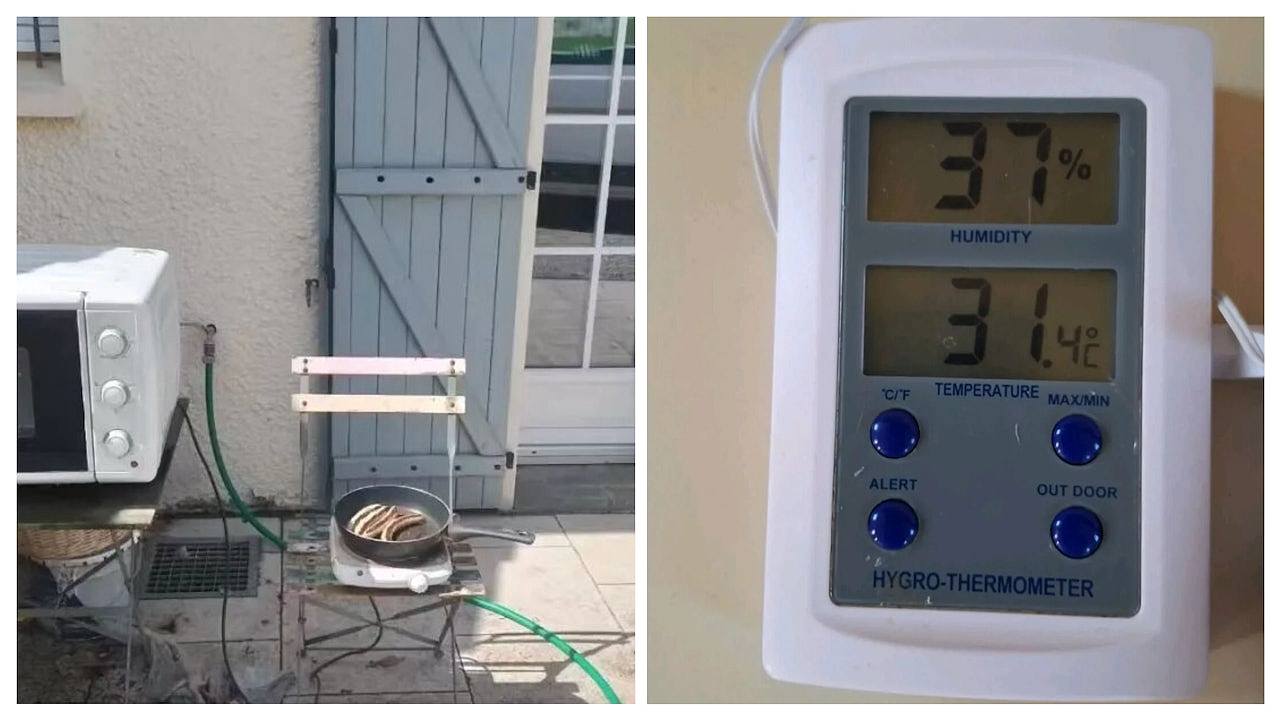 华人居法国15年今夏首开冷气，地面沥青融化留鞋印（组图） - 1