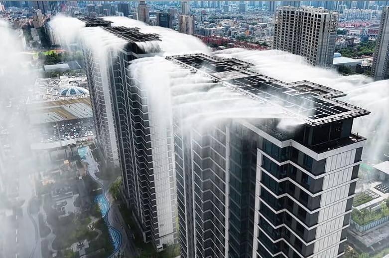 中国小区“雾化冷却系统”变人工降雨,火到国外(图) - 1