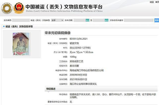 被盗佛像疑现身观复博物馆？海口文物部门：失窃26年，将赴京核验 - 2