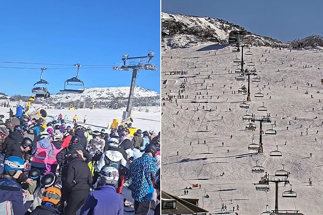 新州知名滑雪场被“挤爆”!滑雪者蜂拥而至,数百人排队等缆车(组图) - 1
