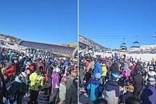 新州知名滑雪场被“挤爆”！滑雪者蜂拥而至，数百人排队等缆车（组图）
