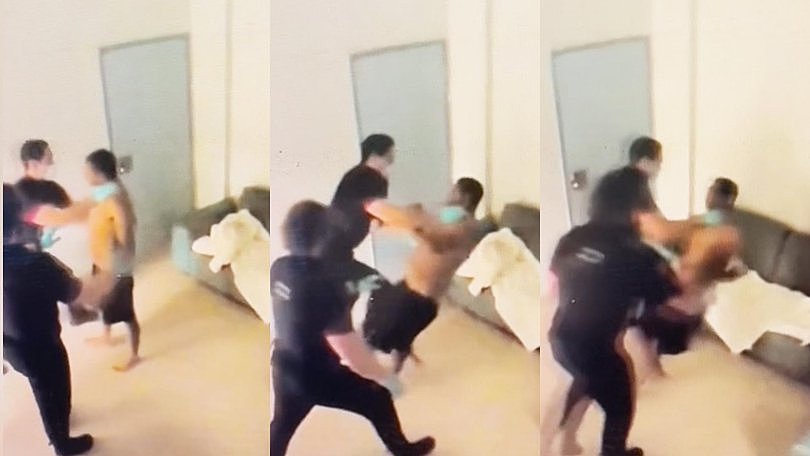 西澳医院保安疑似掐颈制服患者,监控曝光惹众怒!两人被停职 - 1