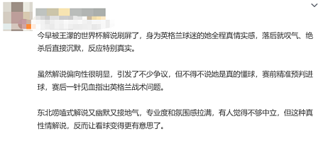 王濛跨界解说英阿大战,被质疑偏向英格兰不专业;本人回应:只为烘托氛围 - 3