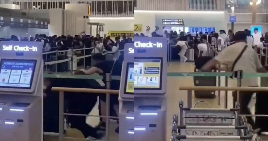 仁川机场爆集体插队!陆客抢报到“狂钻护栏”惹怒韩网,官方出手防堵(图) - 1