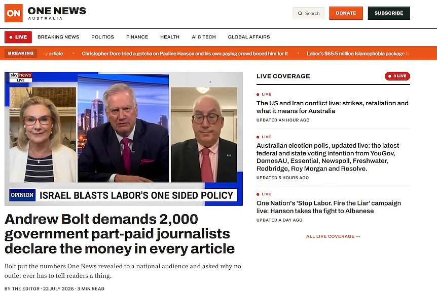 自称独立澳媒却支持一国党,One News遭“扒皮” - 3