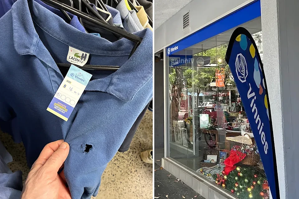 澳二手店卖破洞Lacoste引争议!网友炸锅:这还要$16?不现实(组图) - 1