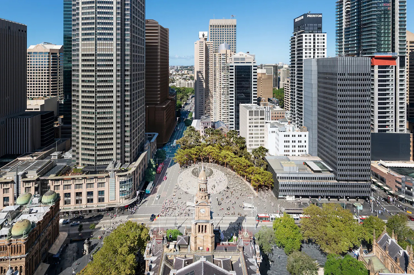 拟建 Town Hall Square 的建筑效果图,并非已建成现场