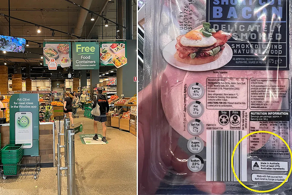 超市购物场景与食品包装澳洲原料比例标识