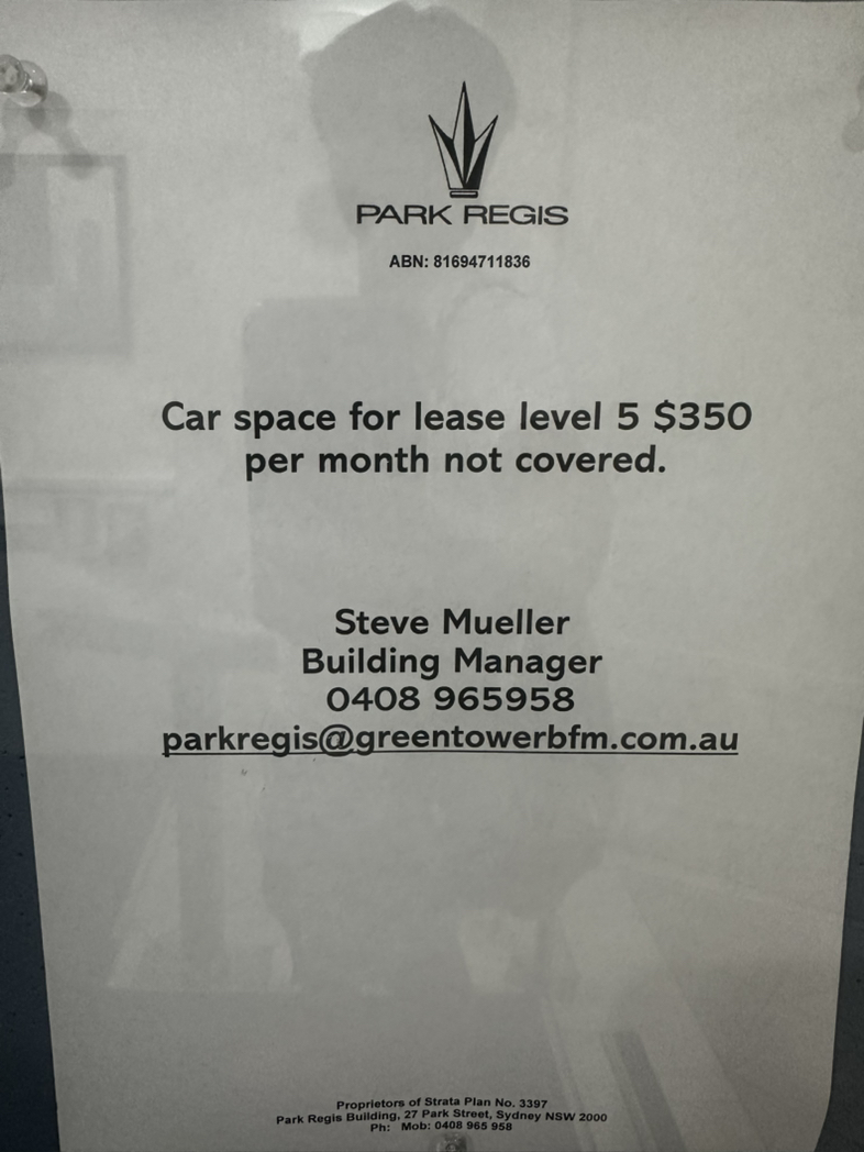 今日悉尼Sydney 悉尼市中心townhall车位出租 Sydney 悉尼市中心townhall车位出租