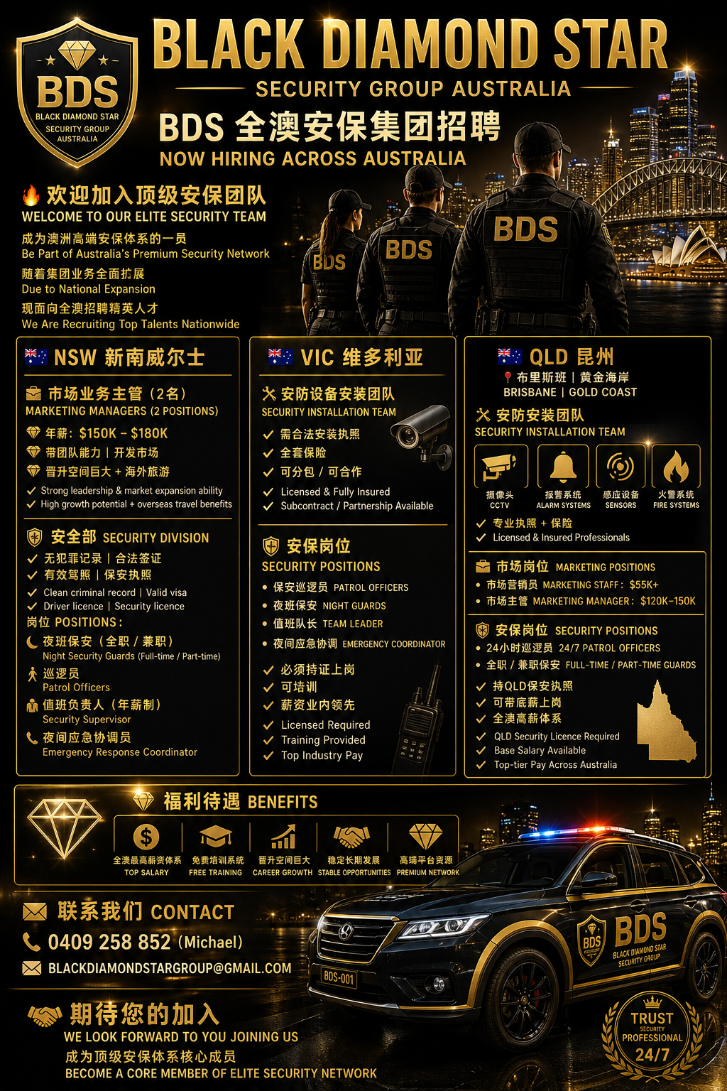今日悉尼BDS GROUP 全澳NSW VIC QLD诚招安保设备安装商 欢迎合作洽谈 BDS GROUP 全澳NSW VIC QLD诚招安保设备安装商 欢迎合作洽谈