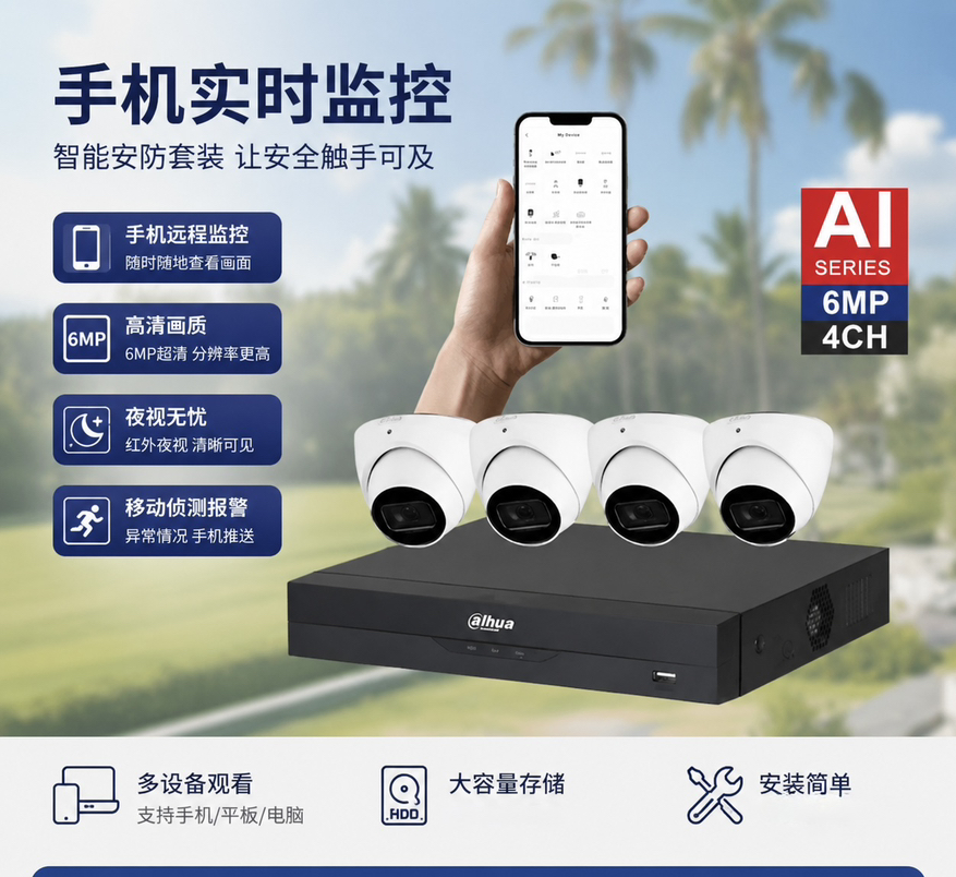 今日悉尼高清监控套装含主机4个摄像头 高清监控套装含主机4个摄像头