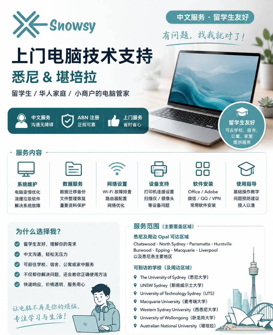今日悉尼 留学生电脑救援可上门大学宿舍悉尼堪培拉WindowsMac中文服务 留学生电脑救援可上门大学宿舍悉尼堪培拉WindowsMac中文服务