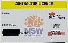  悉尼华人电工 Licence No 462936C