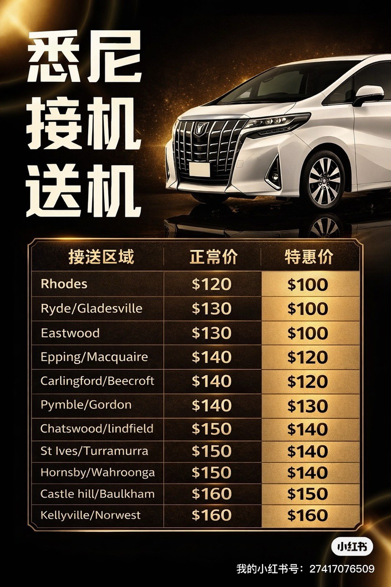 今日悉尼 悉尼北区埃尔法接机送机 悉尼北区埃尔法接机送机