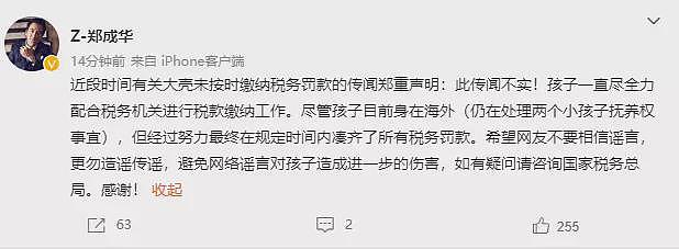 郑爽父亲发文称已凑齐2.99亿罚款，张恒火速打脸：证明发出来！（组图） - 3