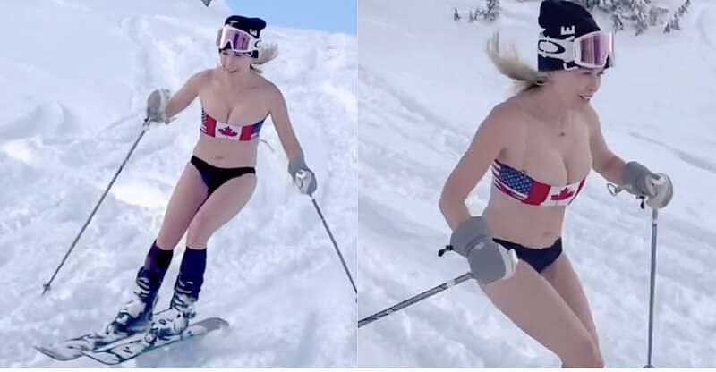 身材火辣！48岁女明星在加拿大穿比基尼滑雪庆生（组图） - 1