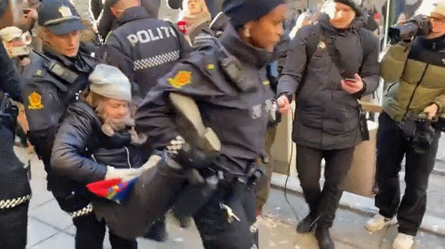 “环保少女”去挪威财政部堵门，被警方抬离现场（视频/组图） - 2