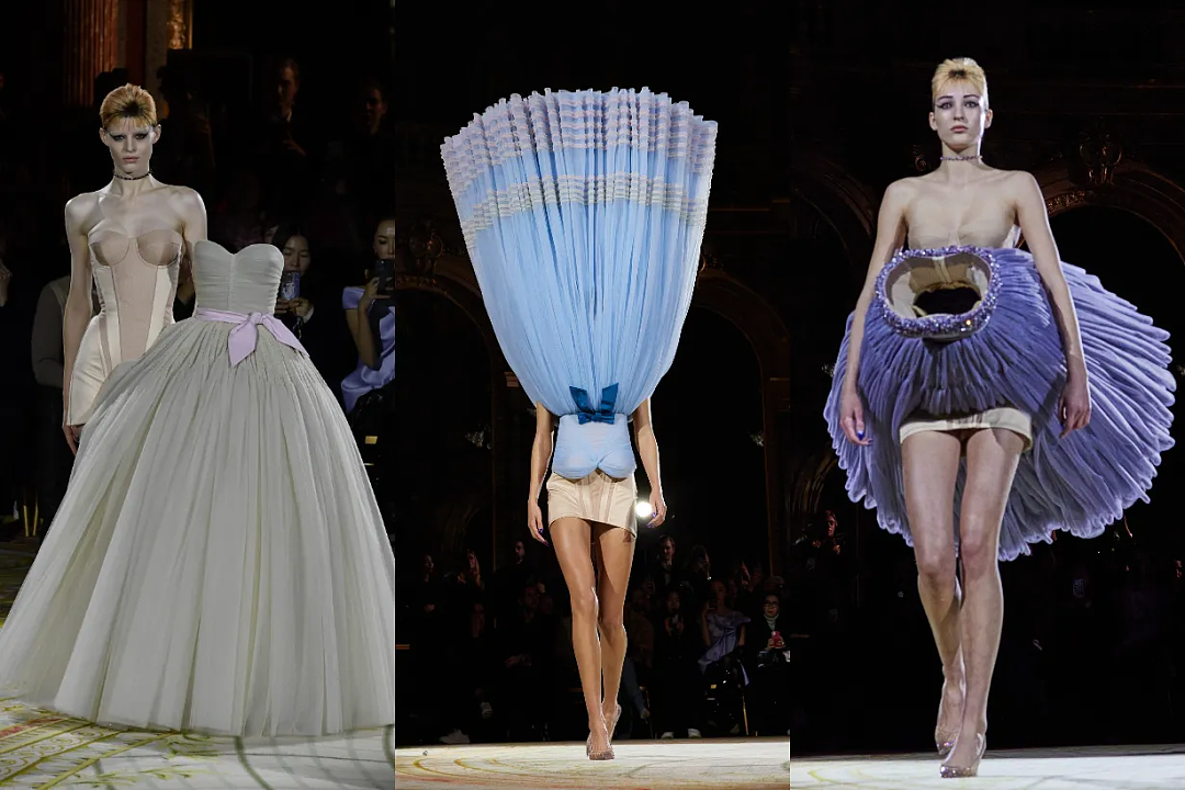 牛顿震惊！伦敦时装周“反重力裙”太疯批，被吐槽是“灵异表演”！设计师：这是超现实艺术（组图） - 1