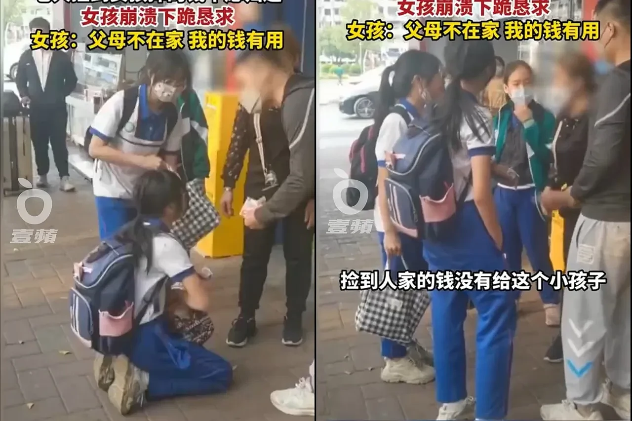 中国老妇捡2百元不肯还！女学生下跪凄厉哭喊，路人围观斥“太可恶了”（视频/图） - 1