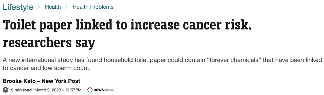 研究曝光！你用的卫生纸可能致癌，多品牌测出永久性有毒物质，或降低精子数量，导致多种疾病（组图） - 1