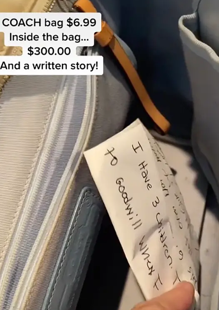 女子花6.99买来二手包，却意外在包中发现300美元和一个心酸的故事...（组图） - 2