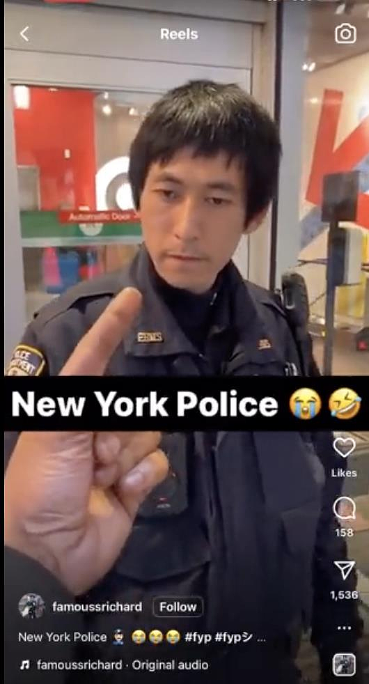 纽约非裔歧视侮辱亚裔警察！“演李小龙、矮子”，还PO网讪笑（视频/组图） - 2