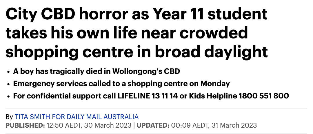 新州10多岁孩子，在购物中心内自杀！然而，这不并不是个别现象...（组图） - 2