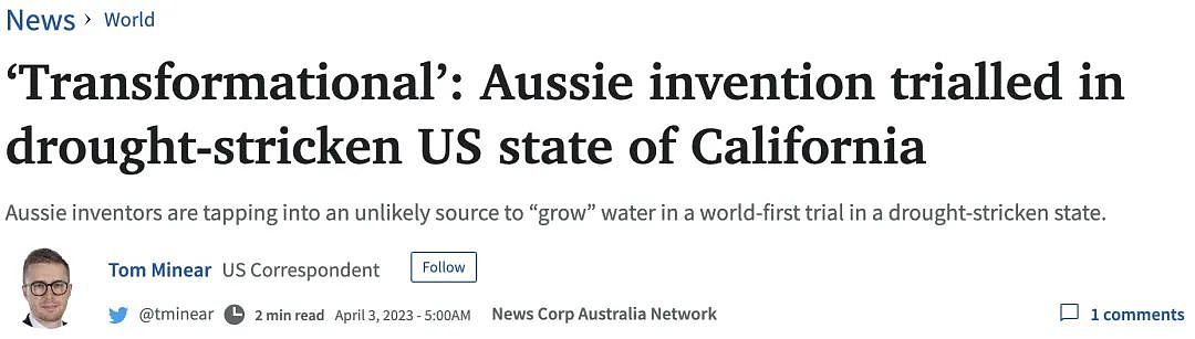 全球首创！澳洲科技公司在“种水”，每年可生产10亿升饮用水（组图） - 1