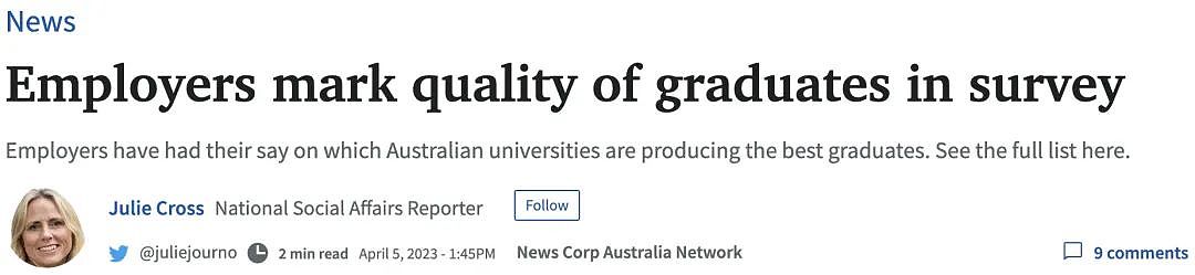 出乎意料！澳洲雇主给高校打分，满意度最高的竟然是这所大学（组图） - 1
