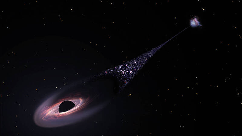 黑洞太空中“狂奔”！ 一路留下“20万光年”新生恒星带（图） - 1