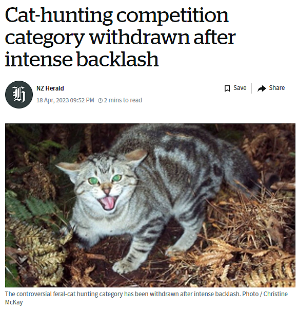 奇葩！新西兰举办儿童猎猫大赛，谁杀死的最多，奖励250纽币（组图） - 1