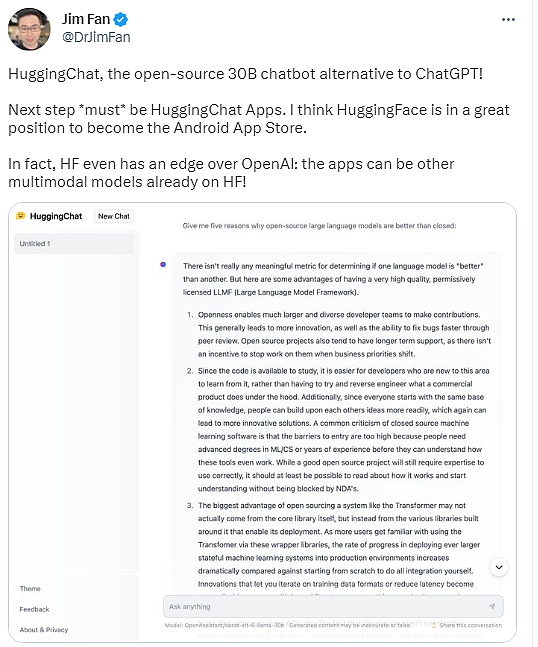 ChatGPT的替代品来了！HuggingChat号称媲美GPT-3.5，要拆掉OpenAI的围墙（组图） - 13