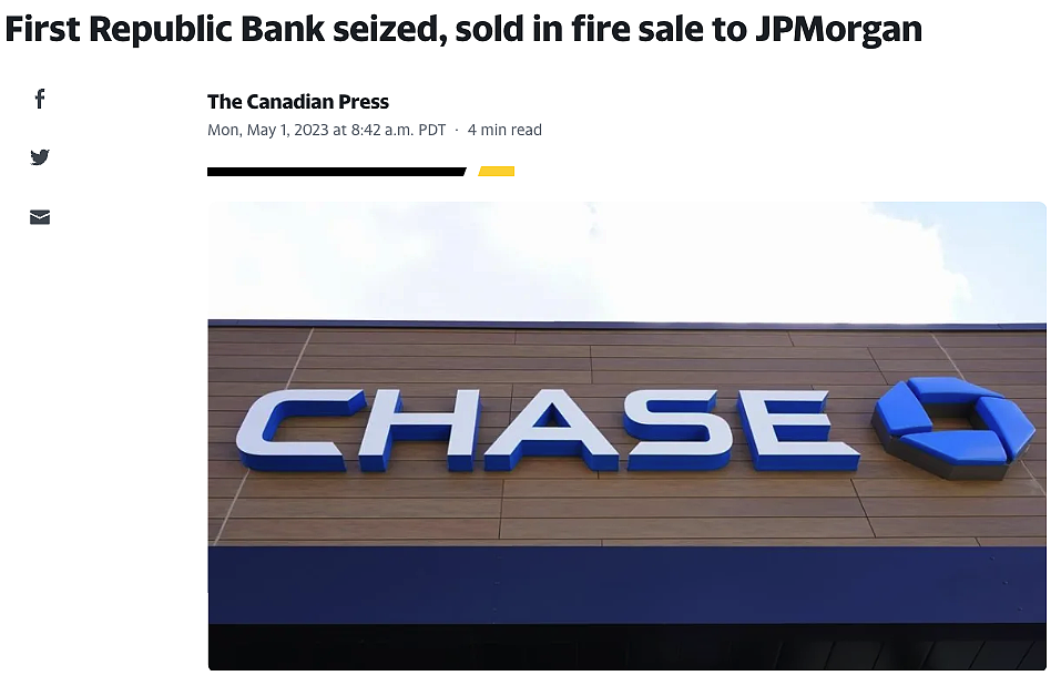 美国又一家银行倒闭了！摩根大通花106亿成“接盘侠“，巴菲特搭档： 房地产不妙（组图） - 2