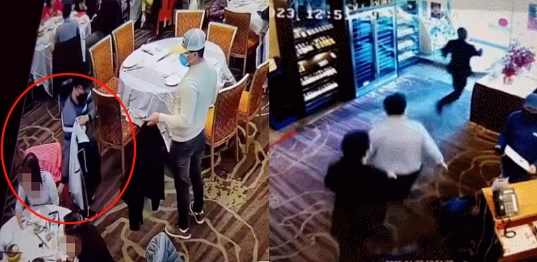2名华人男子在中餐厅摄像头下“直播”偷包，失主霸气追捕（组图） - 1