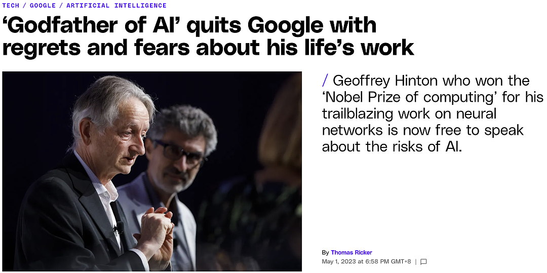 75岁“AI教父”离职谷歌！痛悔毕生工作，无法阻止人类AI大战（组图） - 3