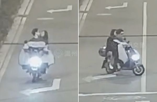 小情侣边骑车边亲吻，下秒被汽车撞飞“吻别了”！（视频/组图） - 1