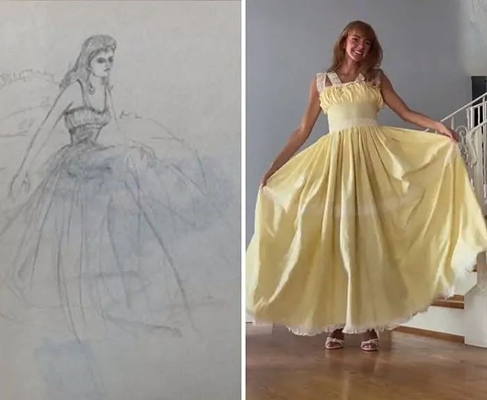 美爆！美女自学缝纫，2年后把奶奶80年前画的漂亮裙子手稿变成现实（组图） - 13