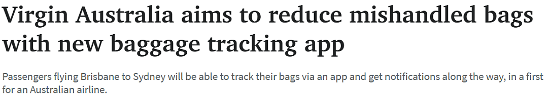 Virgin航空推出行李跟踪App，为乘客提供实时跟踪服务（组图） - 1