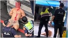 台28岁爆肌裸男遭警员制伏后仍被打到爆缸，警棍都打断（组图）