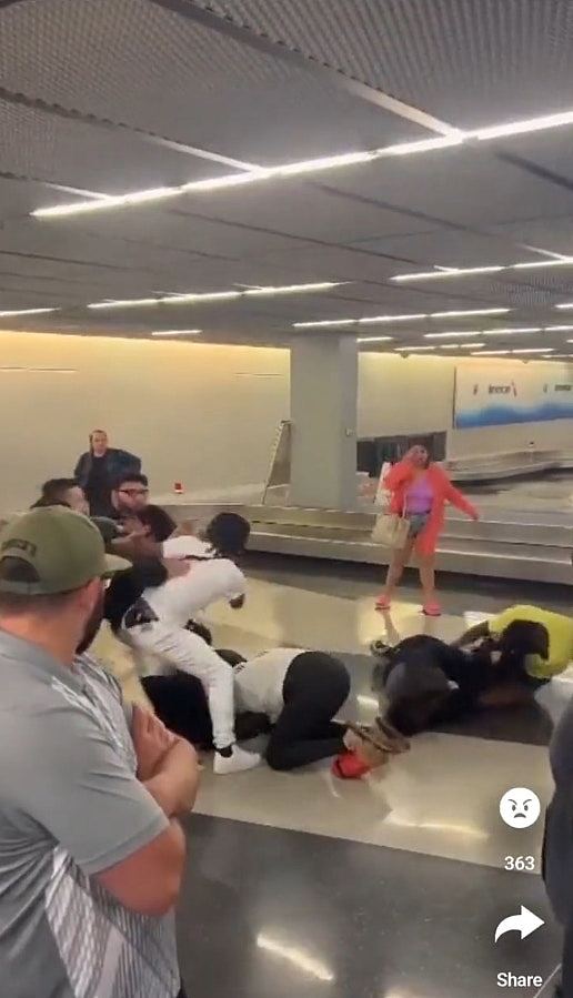 美国芝加哥机场MMA影片曝光，10多人大混战，两女躺地扯发招招狠（组图） - 3