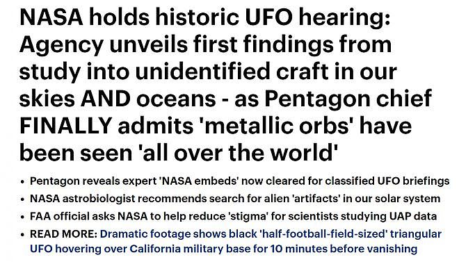 美国听证会爆炸性猛料，五角大楼首次承认：UFO是存在的，全球都发现了（视频/组图） - 1