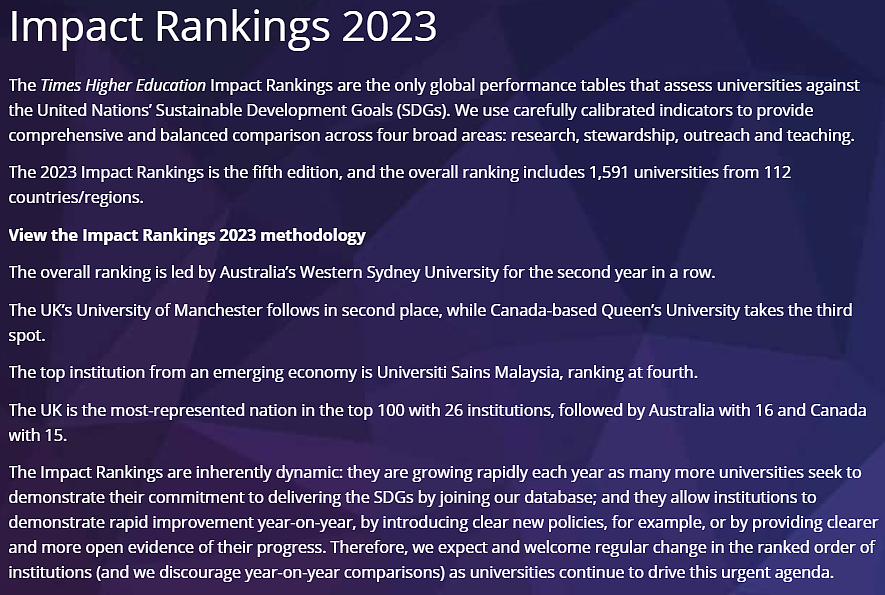 2023年全球高校影响力排行榜出炉：澳洲15所高校进TOP100，西悉尼大学居首（组图） - 1