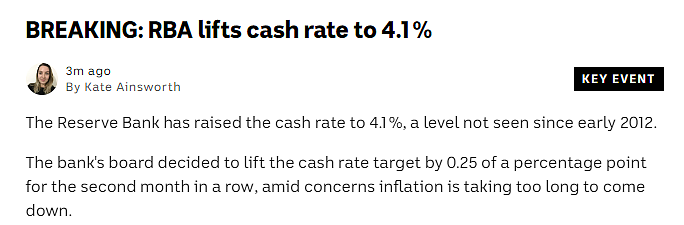澳联储再加息，利率上调至4.1%，澳元汇率大涨！澳洲不良房源大幅增加，情况恐进一步恶化（组图） - 1