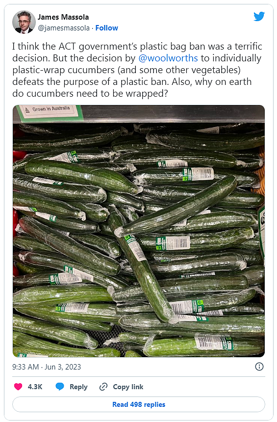 澳洲超市又被推上风口浪尖！为什么要给每根黄瓜都裹塑料膜？（组图） - 1